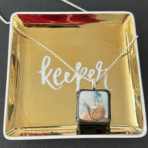 Fused Glass Pendant with Whimsical Storybook Image